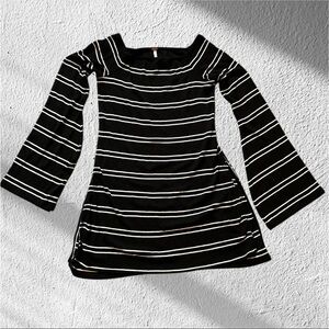 Free People Black Stripe Long Sleeve Tunic Size XS